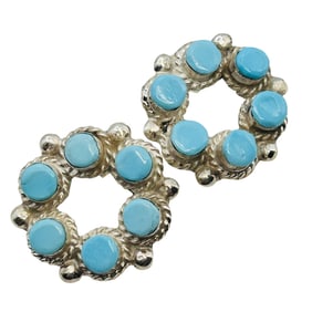 Janice Lalio Zuni Sterling Turquoise Earrings