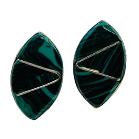 Sandy Halusewa Zuni Sterling Malachite Earrings