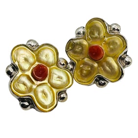 Floria Shebala Zuni Sterling Multi Stone Flower Earrings