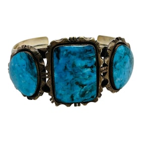 Belinda Smith Navajo Sterling Kingman Turquoise Cuff