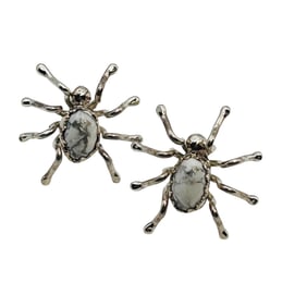 Effie Garfield Navajo Sterling Buffalo Turquoise Spider Earrings