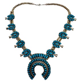 Danielle William Navajo Sterling Turquoise Squash Necklace
