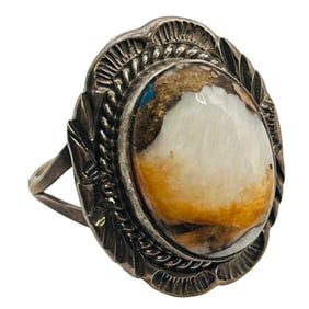 Frank Yazzie Navajo Sterling Spiny Turquoise RIng SZ. 9