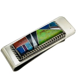 Arnold Yazzie Native Sterling Multi Color Stone Money Clip