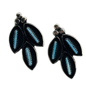 Fernando Othole Zuni Sterling Turquoise Shadow Box Earrings