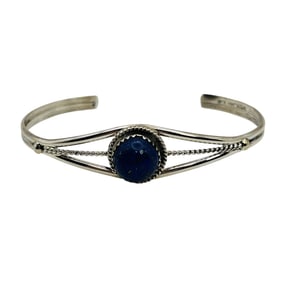 Esther White Navajo Sterling Lapis Cuff Bracelet