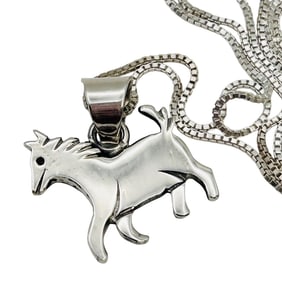 Allen Lee Navajo Sterling Horse Box Chain Necklace
