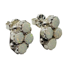 Swain Charley Zuni Sterling Opal Earring