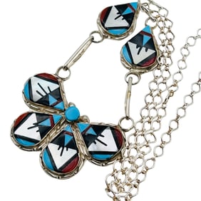 Carol Niha Zuni Sterling Multi Stone Necklace