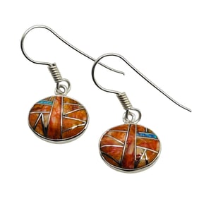 Bryan Sandoval Navajo Sterling Spiny Oyster Opal Earrings