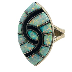 Amy Quandelaoy Native Sterling Opal Ring SZ.8