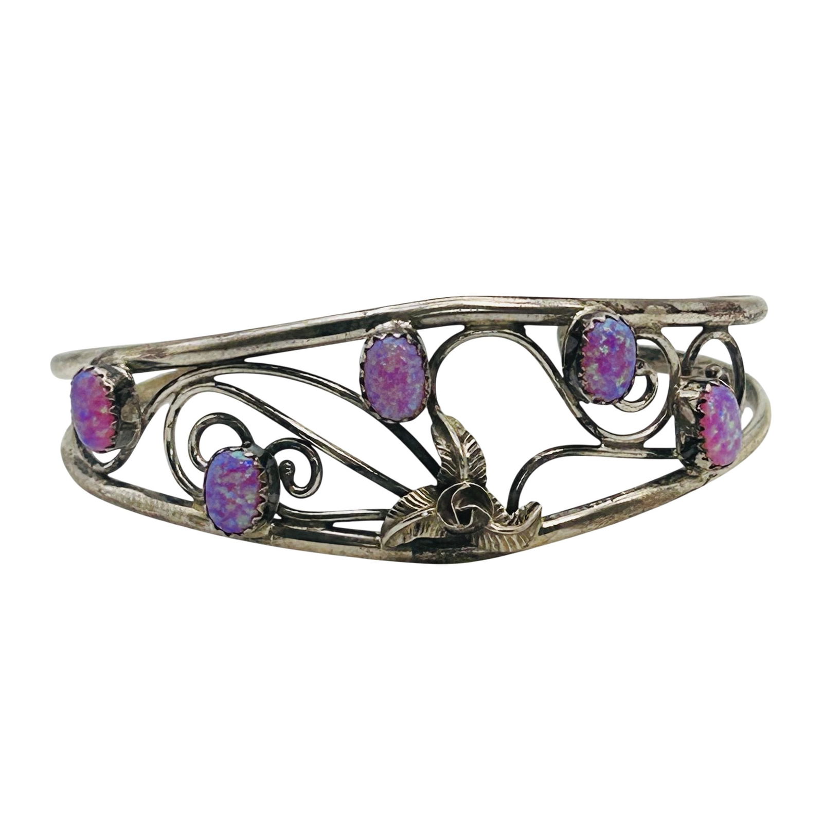 Caroline Nez Navajo Sterling Opal Cuff Bracelet (1 of 10)