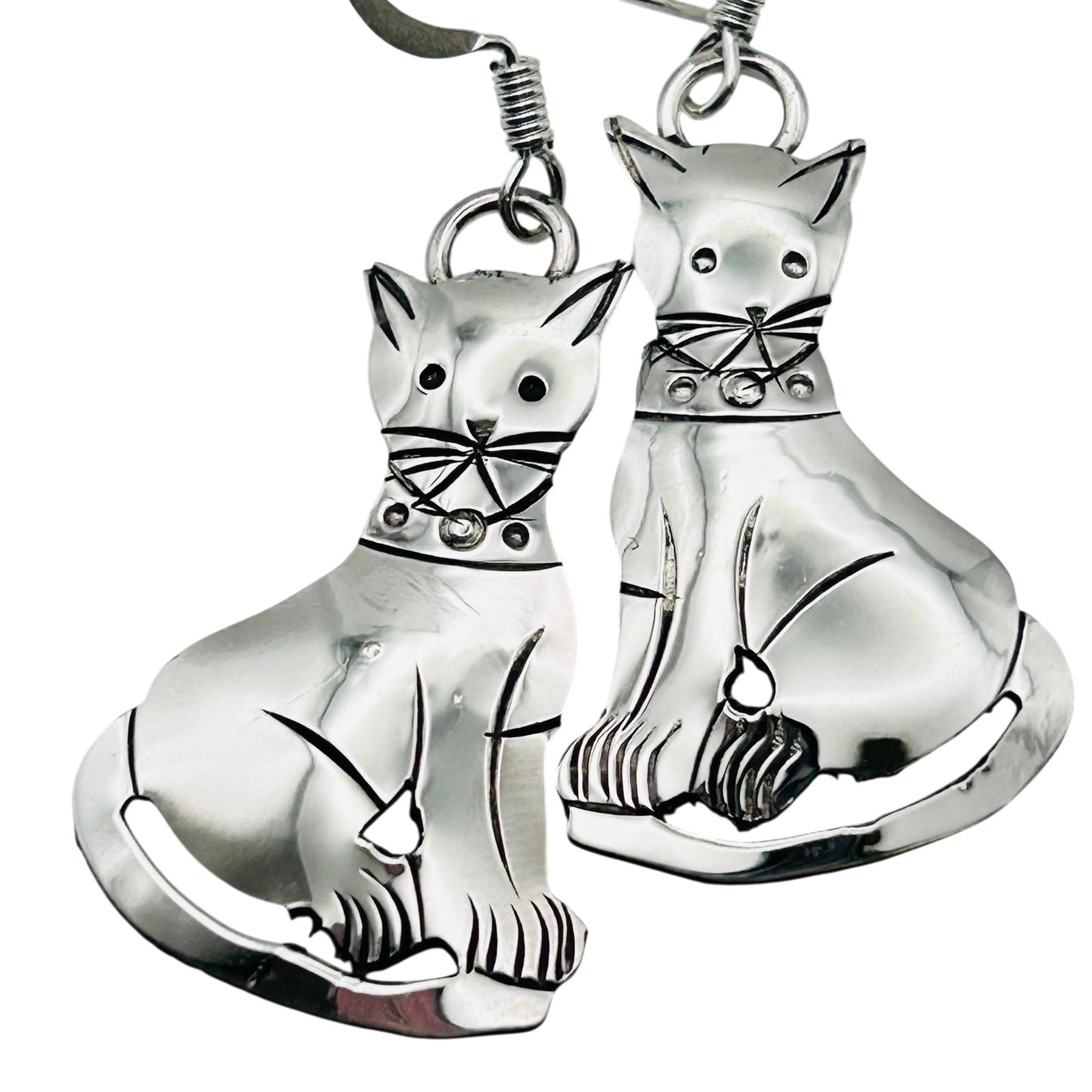 Louisse Yazzie Navajo Sterling Cat Earrings (1 of 7)