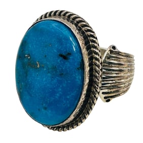 Andrew Vandever Navajo Sterling Kingman Turquoise Ring SZ. 6.5