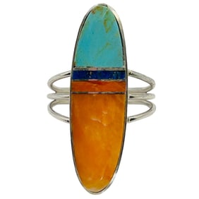 Harold Smith Navajo Stlering Multi Stone Ring SZ. 8.5