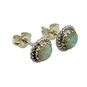 Qualo Native Sterling Opal Studs Earrings