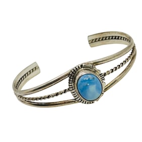 Norvin Johnson Navajo Sterling Golden Hills Turquoise Cuff