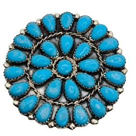 Juliana William Navajo Sterling Kingman Turquoise Pin