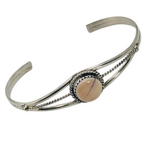 Esther White Navajo Sterling Pink Conch Cuff
