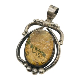 Scott Skeets Navajo Sterling Boulder Turquoise Pendant