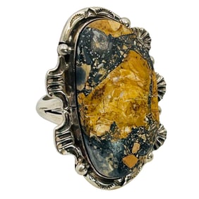 Fred Francis Navajo Sterling Maligano Jasper Ring Sz.8