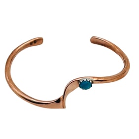 Yolanda Skeets Navajo Sterling Kingman Turquoise Copper Bracelet