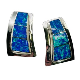 Norvin Johnson Navajo Sterling Opal Earrings