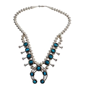 Lenora Gracia Navajo Sterling Turquoise Squah Necklace