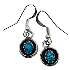 Lenora Gracia Navajo Sterling Turquoise Shadow Box Earrings
