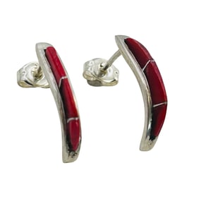 Native American Sterling Coral Earrings