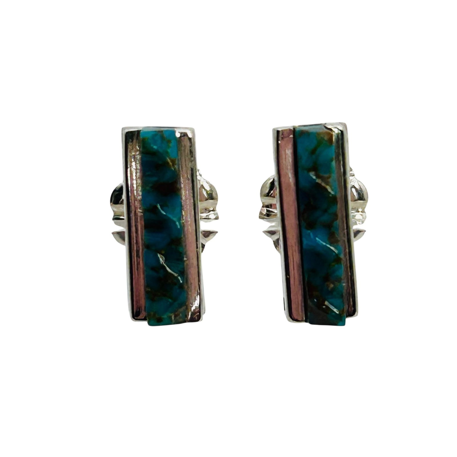 Denton Bobelu Zuni Turquoise Earrings: Denton Bobelu Zuni Turquoise push back stud earrings 1 gram