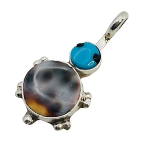 Kathryn Qualc Sterling Multi Stone Turtle Pendant