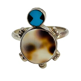 Kathryn Qualc Sterling Multi Stone Turtle Ring Sz. 6.5