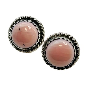 Esther White Navajo Sterling Pink Conch Earring