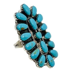 Annie Smith Navajo Sterling Turquoise Ring SZ.9
