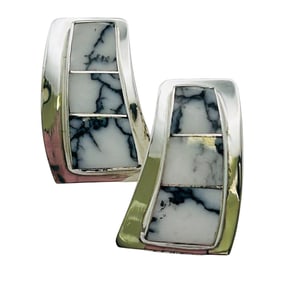 Norvin Johnson Navajo Sterling White Buffulo Earirngs