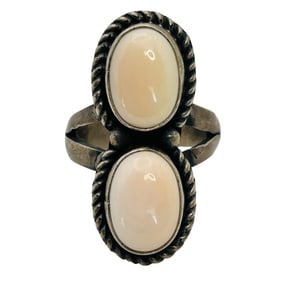 Marie Tsosie Navajo Sterling Pink Conch Ring SZ 8