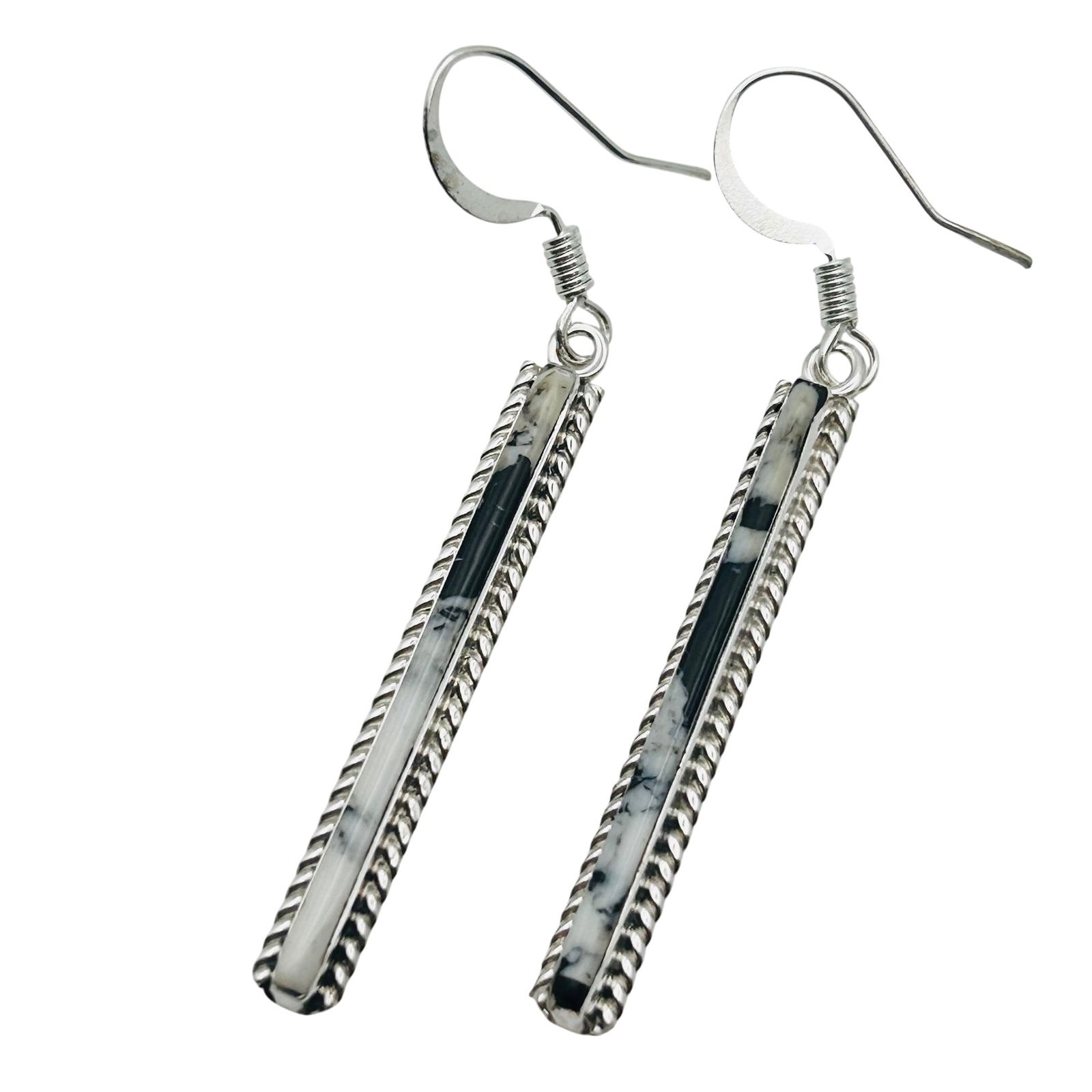 Allen Barney Navajo Sterling White Buffalo Earrings: Allen Barney Navajo Sterling White Buffalo Turquoise Earrings 3.3 grams