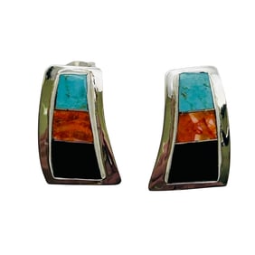 Norvin Johnson Navajo Sterling Multi Stone Earring
