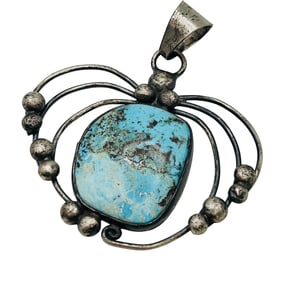 Merle House Navajo Sterling KIngman Turquoise Pendant