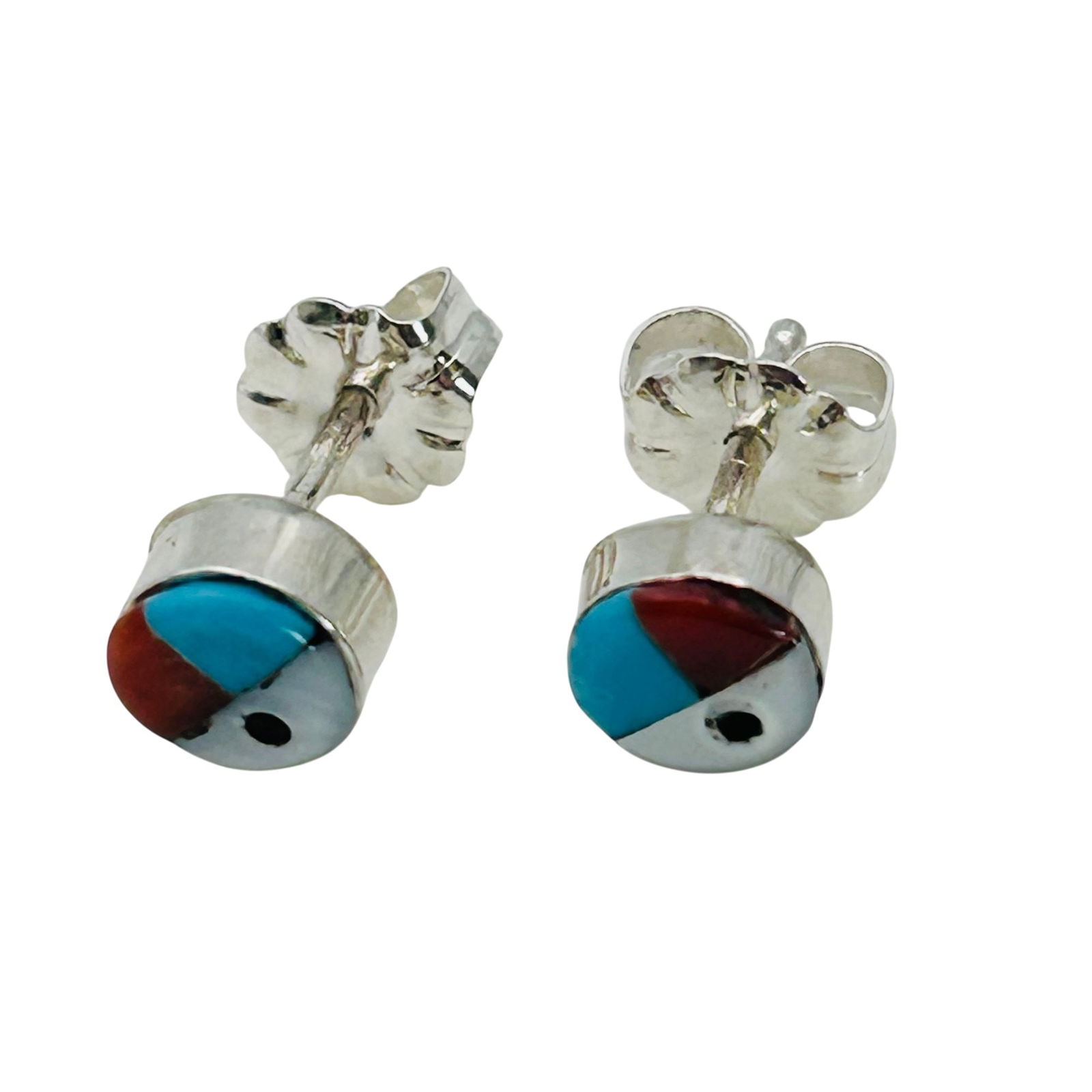 Iris Zuni Sterling Turquoise Coral Studs (1 of 5)