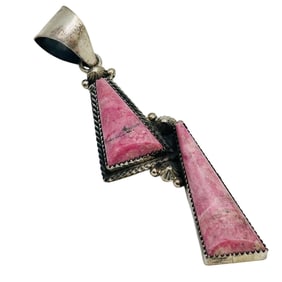 Tia Long Navajo Sterling Thulite Stone Pendant