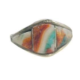 Carol Niha Zuni Sterling Spiny Turquoise Ring SZ 6.5