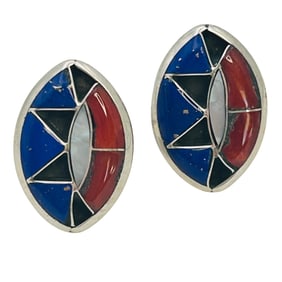 Vern Quandalacy Zuni Sterling Multi Stone Earrings