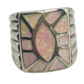 Southwestern Style Sterling Opal Ring SZ 6.5