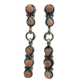 Jovi Burns Native Stering Pink Stone Dangle Earrings