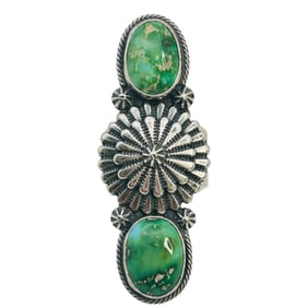 Sam Yellowhair Navajo Sterling Sonoran Gold Turquoise Ring Sz 7.5