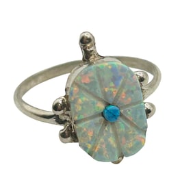 Alvina Lalio Native Sterling Carved Opal Ring SZ 6