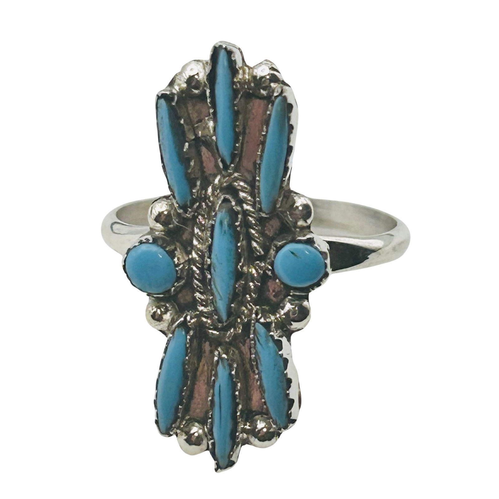 Yvette Kaamasee Zuni Sterling Turquoise Ring SZ 7.5 (1 of 6)