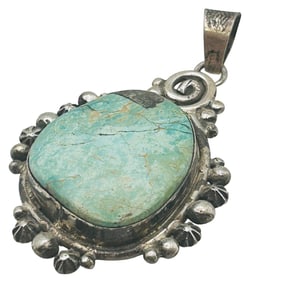 Scott Skeets Navajo Sterling Kingman Turquoise Pendant